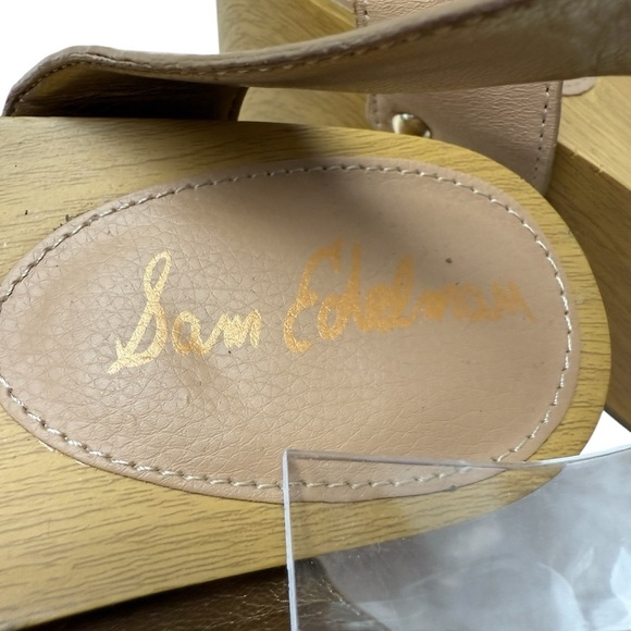 Sam Edelman Brynn Women SZ 8.5 Clog Studded Leather Wood Block Ankle Strap 38.5 - Picture 4 of 12